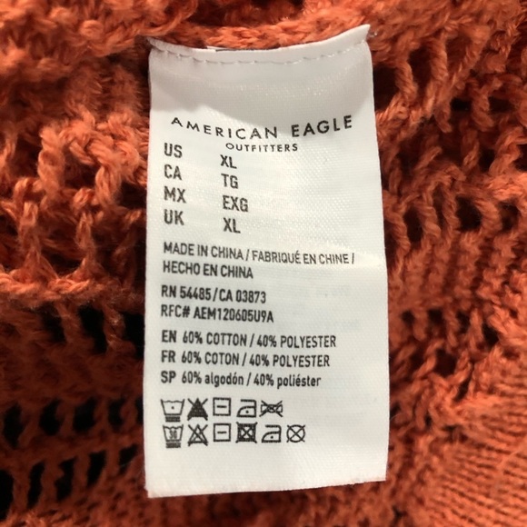 American Eagle  orange sweater tie waist knit SZ XL - Picture 8 of 11